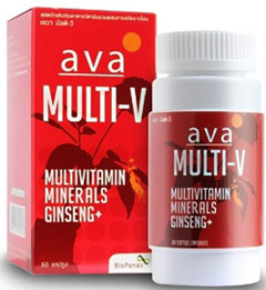 รูปภาพของ AVA Multi-V 60cap Multivitamin Minerals Ginseng + วิตามินรวมผสมแร่ธาตุ และสารสกัดจากโสม