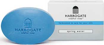 รูปภาพของ HARROGATE Sulphur Soap สบู่ซัลเฟอร์ ฮาโรเกต 100g. สีฟ้า