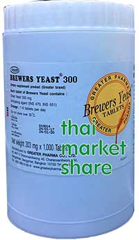 Greater Pharma Brewers Yeast บริเวอร์ยีสต์ 300mg. บำรุงรากผม 1000เม็ด (ใหญ่)