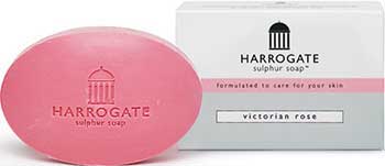 HARROGATE Sulphur Soap Victorian Rose สีชมพู กลิ่นกุหลาบ สบู่ซัลเฟอร์ ฮาโรเกต 50g.