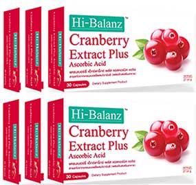 Hi-Balanz Cranberry Extract Plus Ascorbic Acid (30capX6กล่อง) แครนเบอร์รี่ พลัส วิตามินซี 