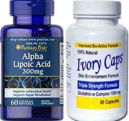 Ivory Caps 1500mg. Glutathione Complex 60cap+Puritan s Pride Alpha Lipoic Acid 300mg. 60 Softgels