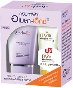 รูปภาพของ Amela-Ex 30ml.ครีมทาฝ้า อเมลา-เอ็กซ์ ฟรี  UV Rescue SPF40 PA+++ 10g. 