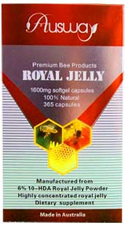 รูปภาพของ Ausway Royal Jelly 6% 1600mg. 10-HDA Primium Bee นมผึ้ง พรีเมี่ยม 365cap
