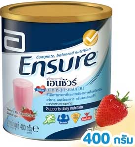 Ensure Strawberry นมเอนชัวร์ กลิ่นสตรอเบอร์รี่ 400กรัม