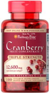 รูปภาพของ Puritan s Pride Cranberry Fruit Concentrate with C & E 12600mg 100 Softgels